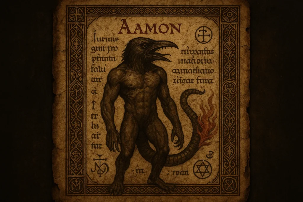 Aamon in a grimmoire page