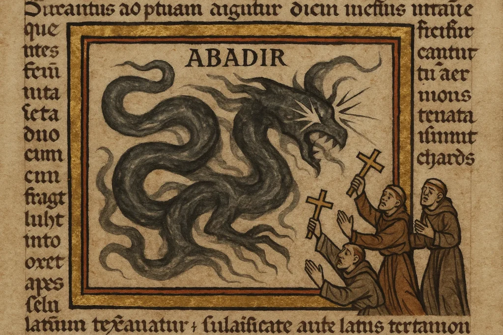 the demon Abadir in a medieval manuscript