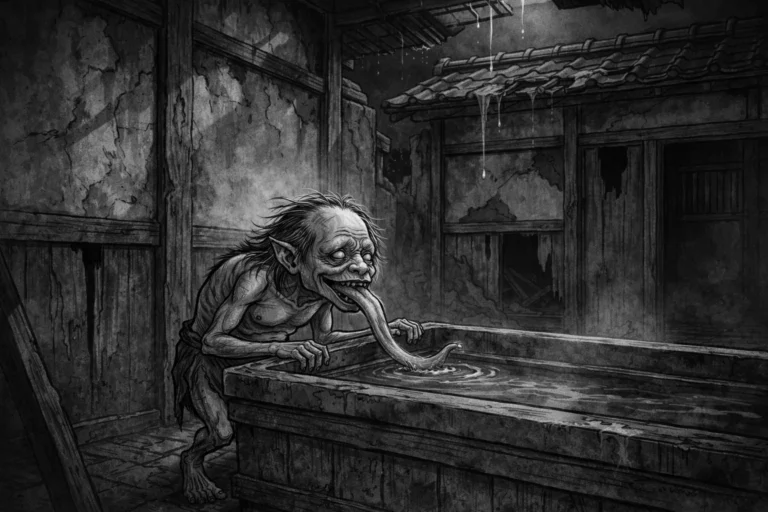 a depiction of Akaname, a japanese yokai