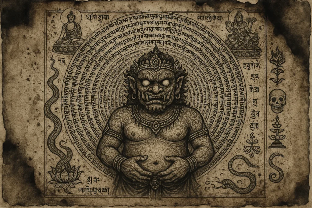 Buddhist Grimoire Page Depicting a Yaksha