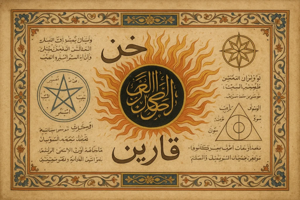 Medieval Religious Manuscript Depicting Qarin