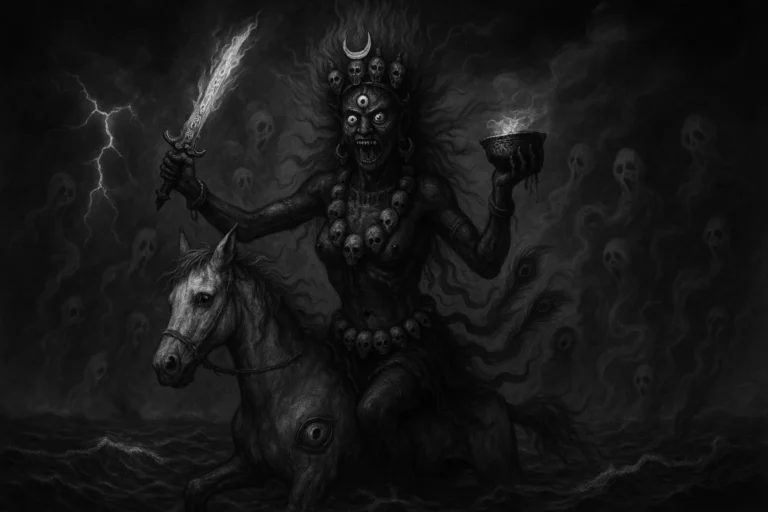 Palden-Lhamo escaping from Lanka Across the Sea of Blood