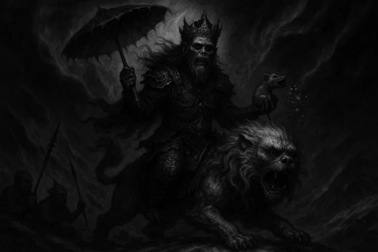 Vaisravana riding His Snow Lion