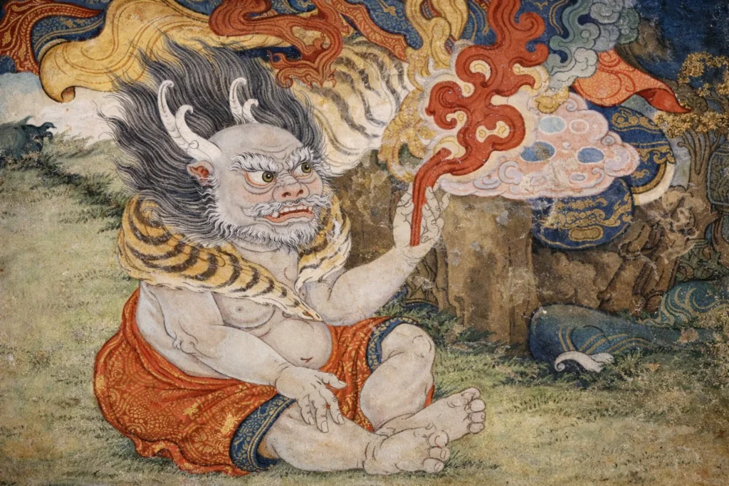 Yakkha holding a mongoose and an club