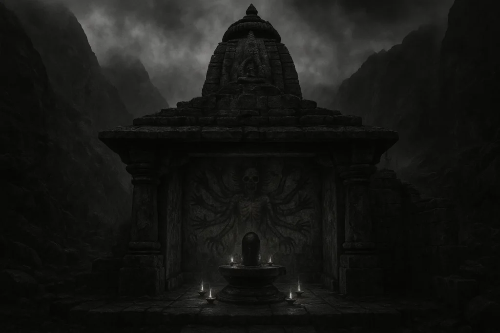 an old Shiva temple deep in the mountains, dedicated by Banasura