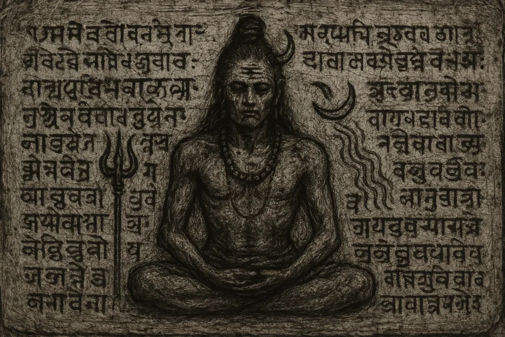 Indian palm-leaf manuscript depicting Shiva