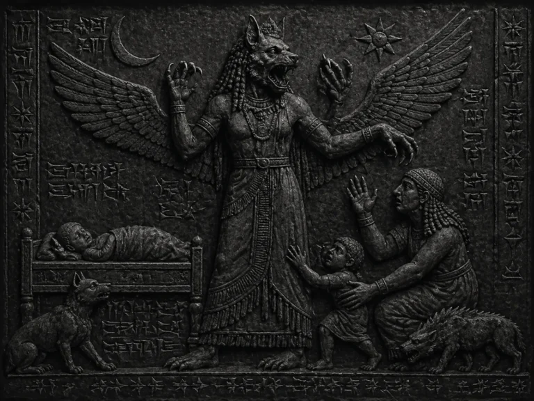 a depiction of the ancient demon Lamashtu