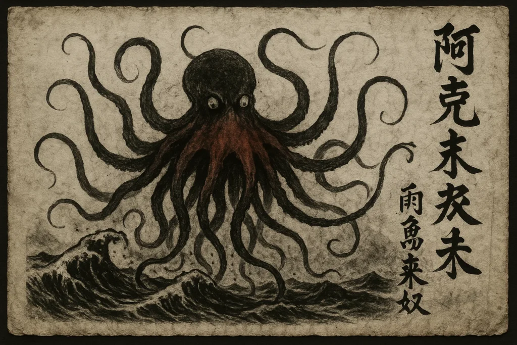 religious-style illuminated manuscript page depicting the Akkorokamui