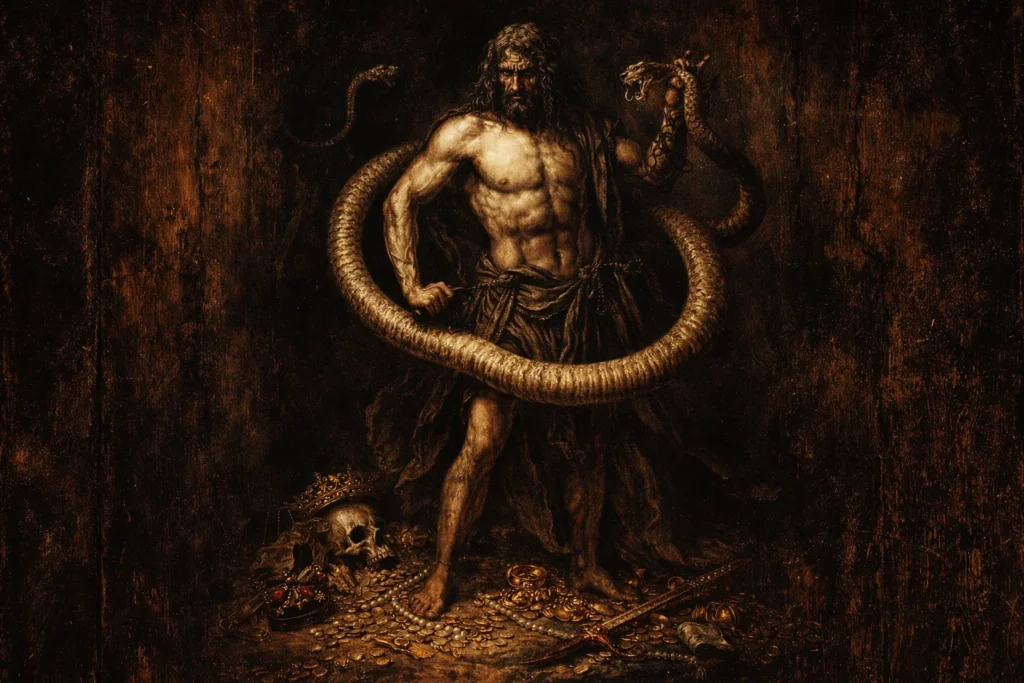 A Baroque oil painting of Andromalius