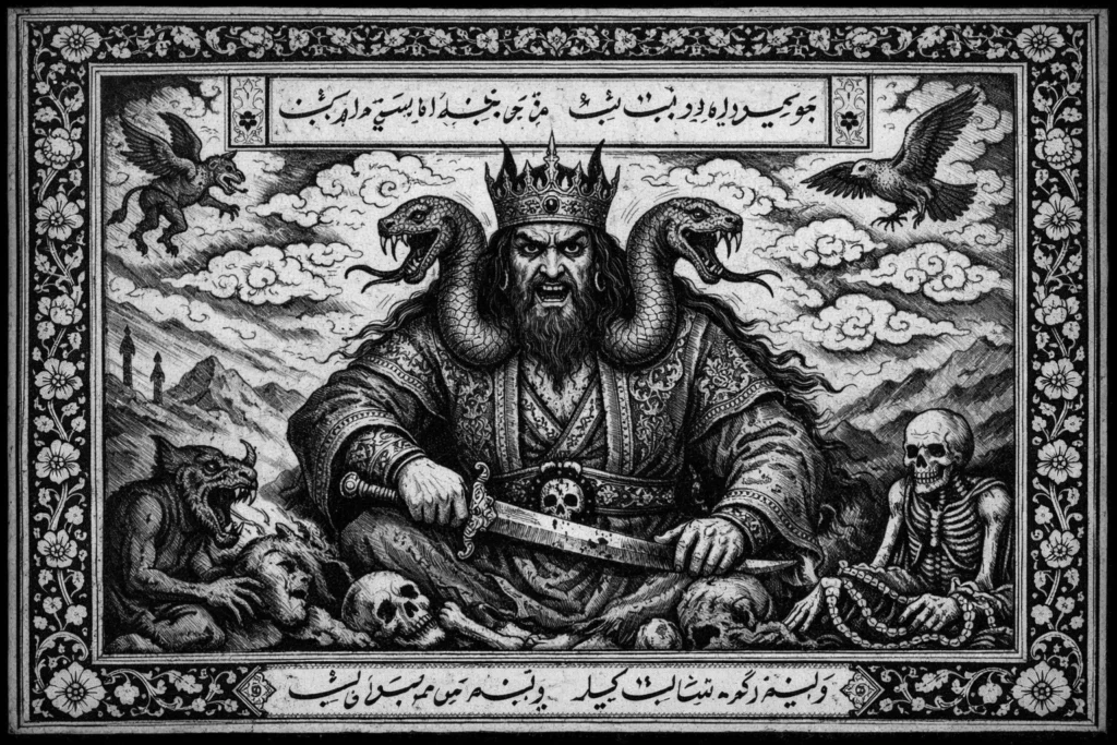 Zahhak with shoulder snakes