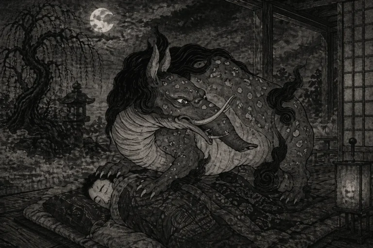 a depiction of a baku japanese yokai