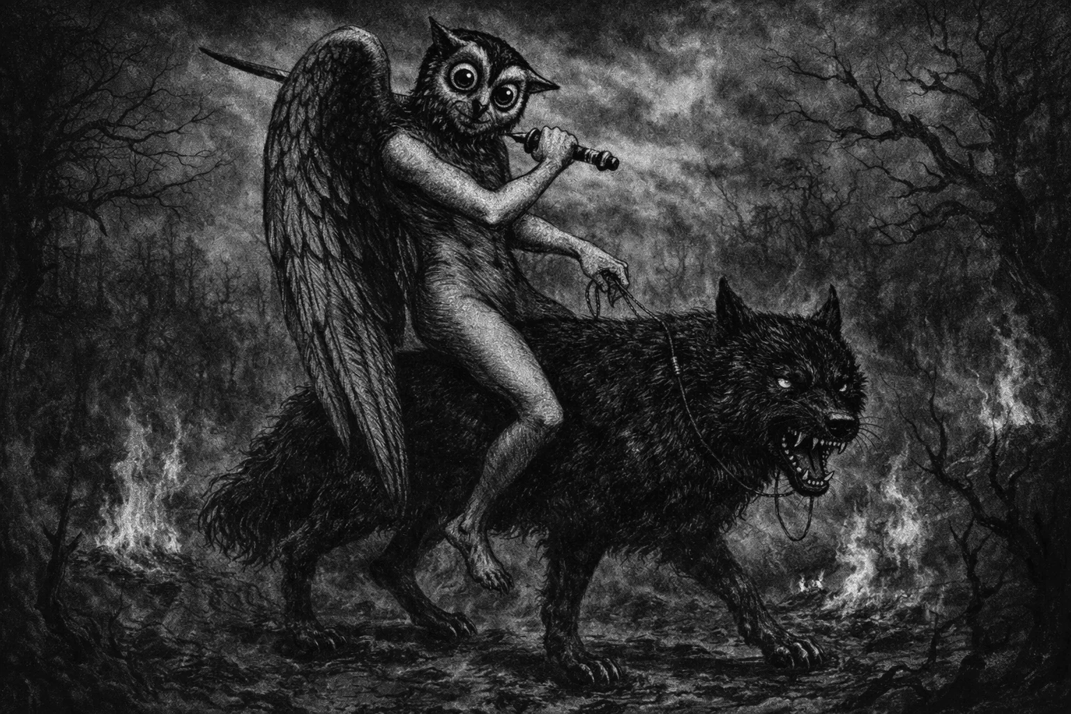 a representation of the demon Andras (Ars Goetia)