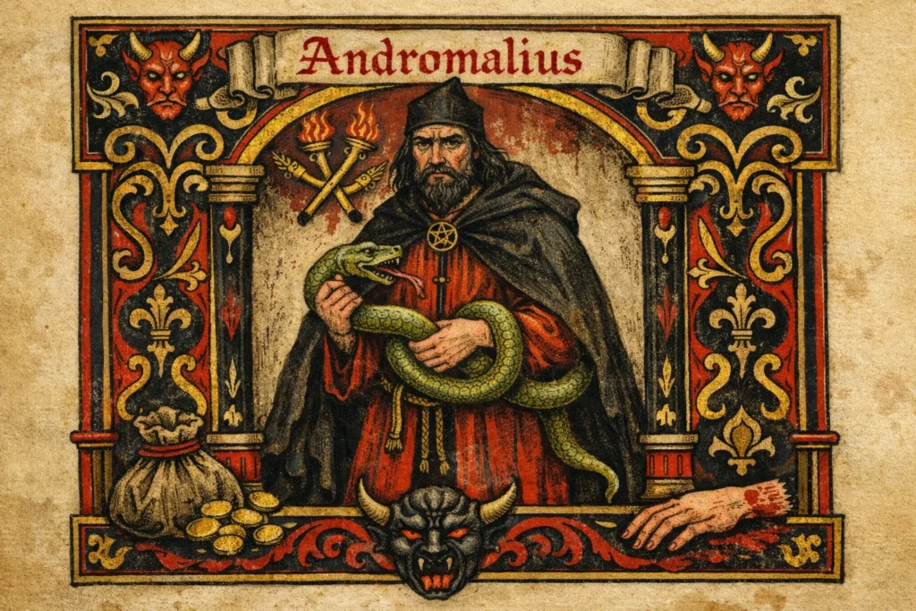medieval manuscript illustration of Andromalius