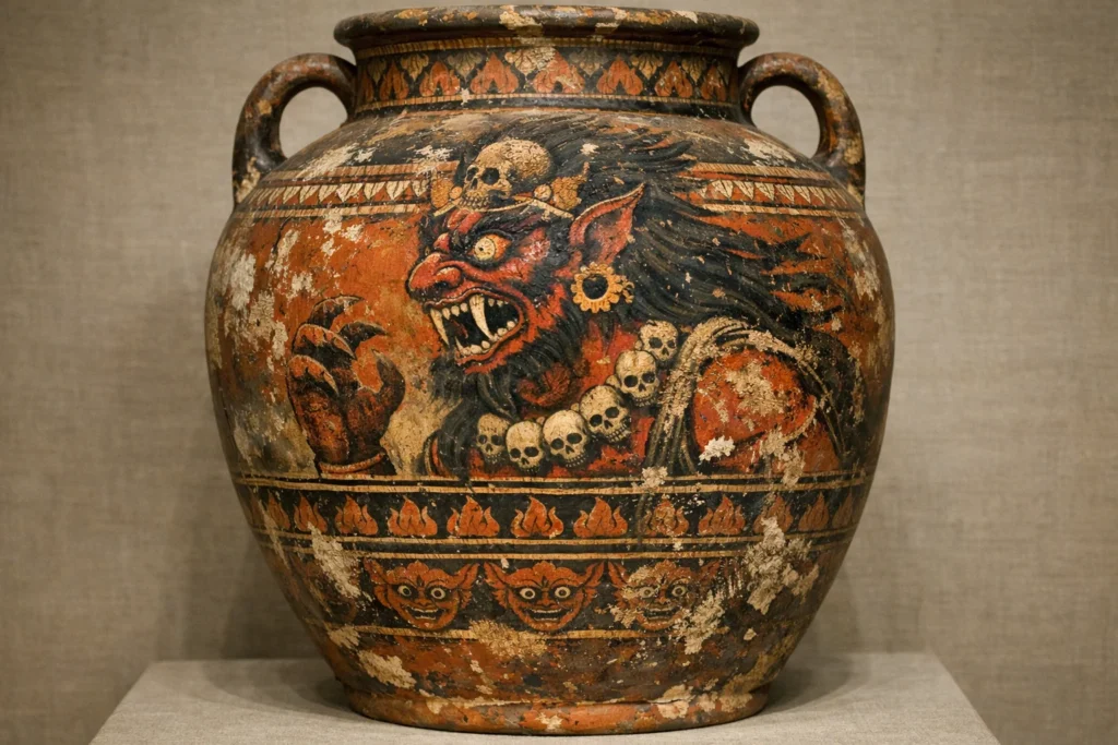 vase painted with a Rakshasa figure