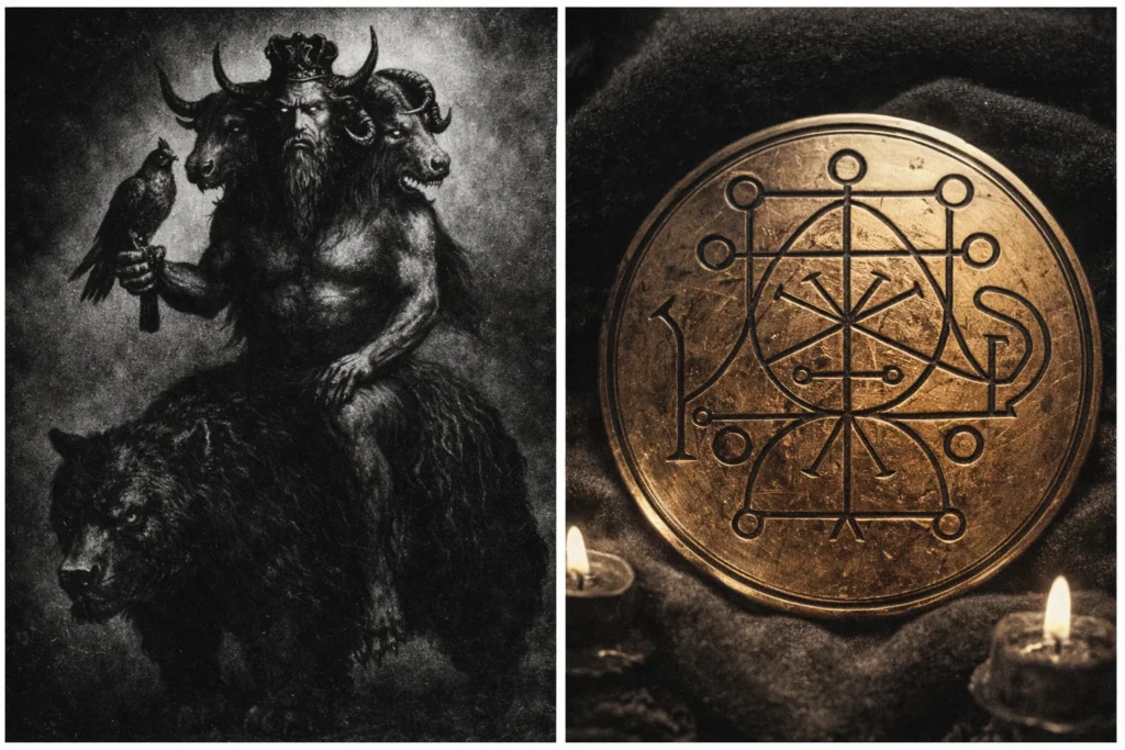 Balam’s sigil engraved on a polished golden lamen plate