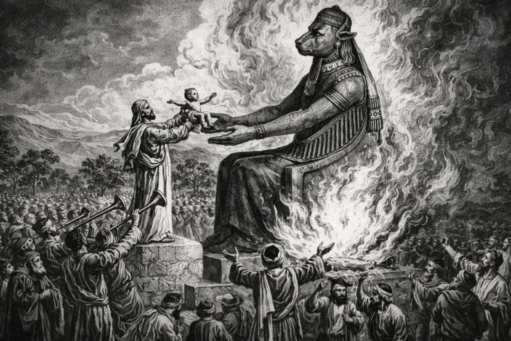 scene showing a sacrifice to an ancient canaanite god