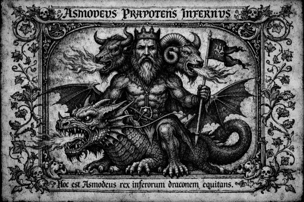 old grimoire page showing Asmodeus