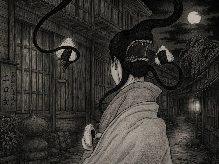 a depiction of the Futakuchi-onna yokai